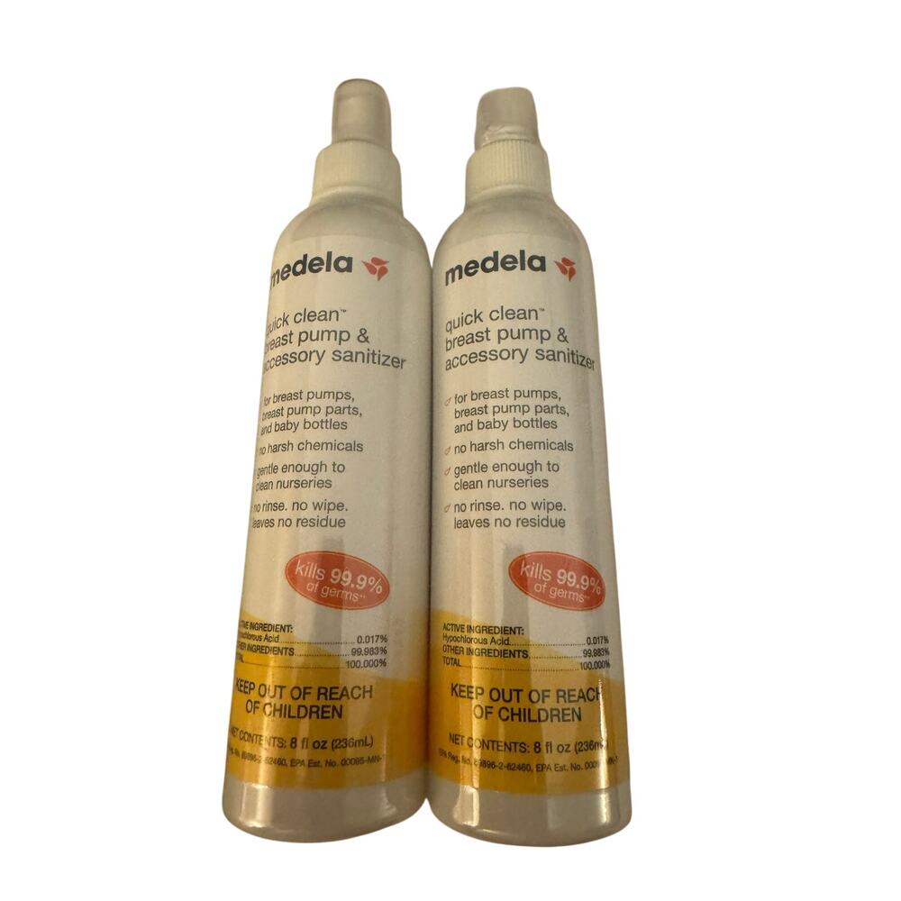 Set of 2 Medela Quick Clean Breast Pump & Accessory Sanitizer Kills 99.9% 8 Oz